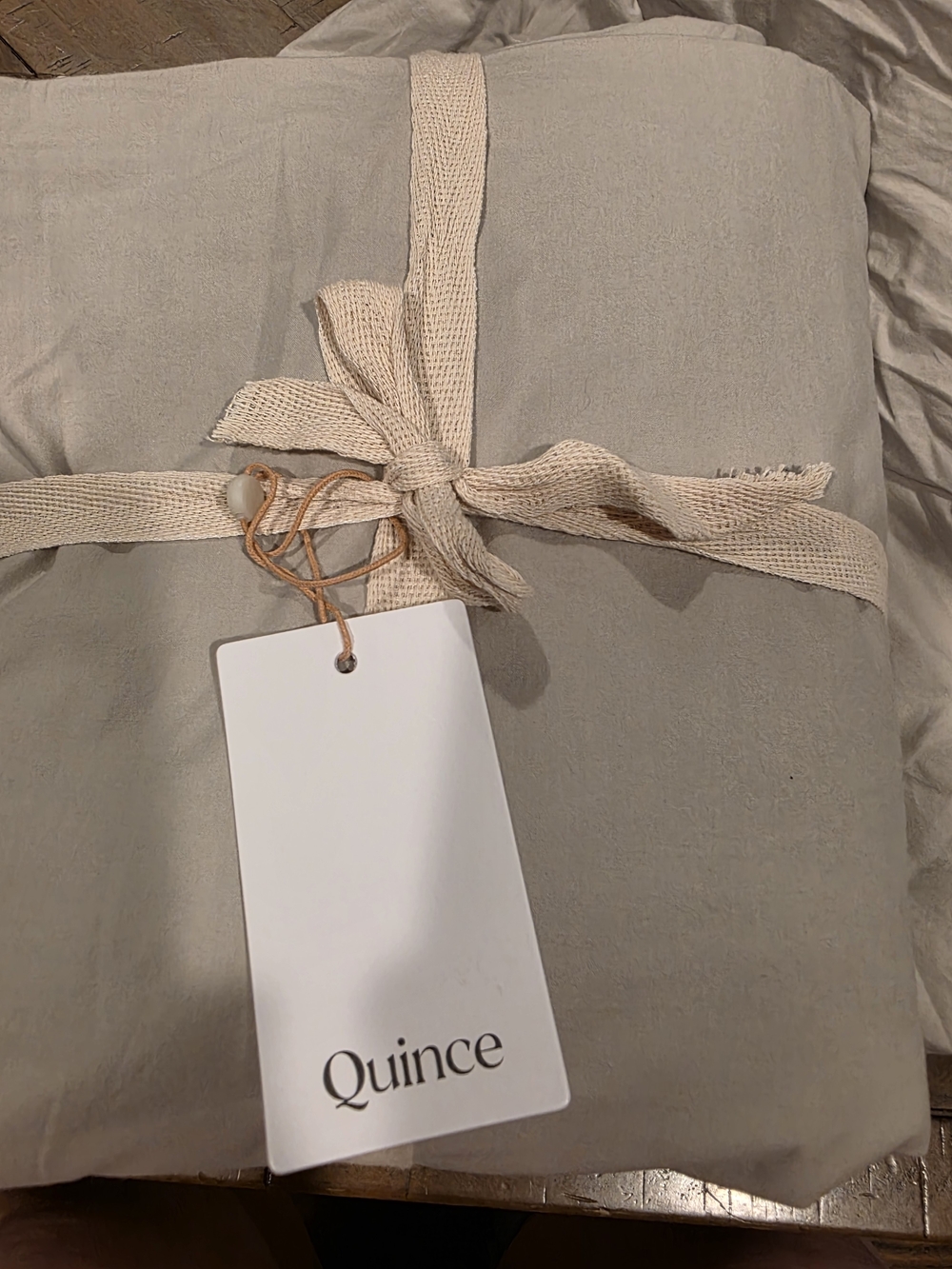 Quince Organic Brushed Cotton Duvet Cover - Light Grey - Twin
